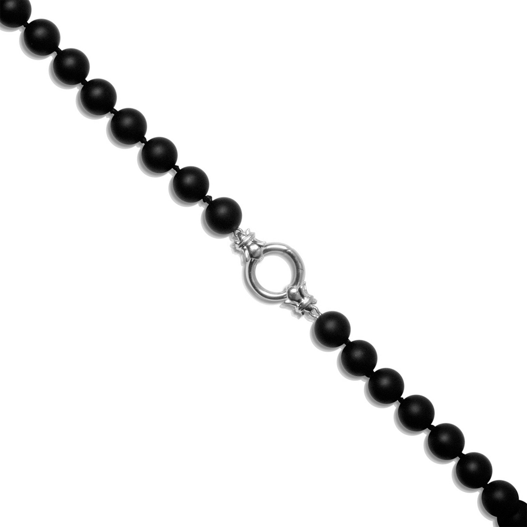 New black & white hot matte onyx stone with sterling silver necklace